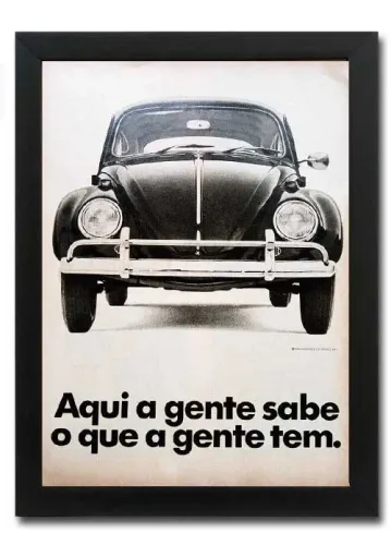 Fusca 1200 dos anos 60 - Quadro decorativo com propaganda original de revista