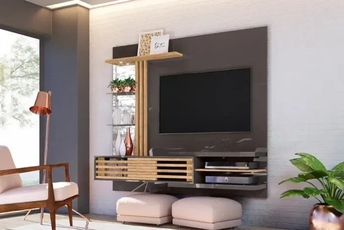 Rack Home Suspenso Frizz Supreme Titanio.Carvalho Madetec - Entrega Rápida! 