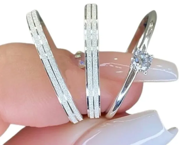 Par de Alianças + anel solitário (LEIAM ABAIXO COM ATENÇÃO)