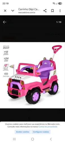 Carrinho Diipi Calesita Rosa 2 em 1 Passeio e Pedal para Crianças 1-4 Anos<br>