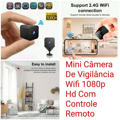 Mini Câmera De Vigilância Wifi 1080p Hd Com Controle Remoto