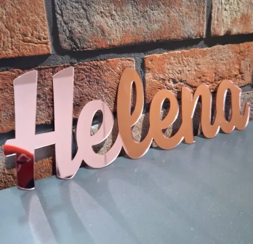 Nome Personalizado em Acrílico Espelhado Autocolante - 20cm, 25cm, 30cm e 35cm de largura