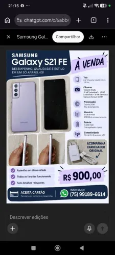 Vendo celular Samsung S21fe 