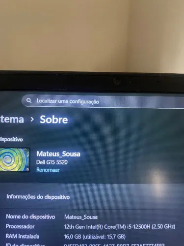 Notebook gamer Dell G15 12th gen I5 12500h (2.5GHz) RTX 3050 16GB RAM 512GB SSD