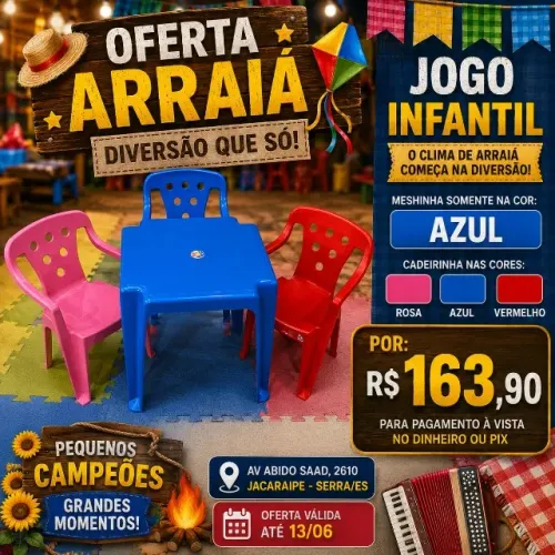JOGO INFANTIL (1 Mesa + 4 Cadeirinhas)