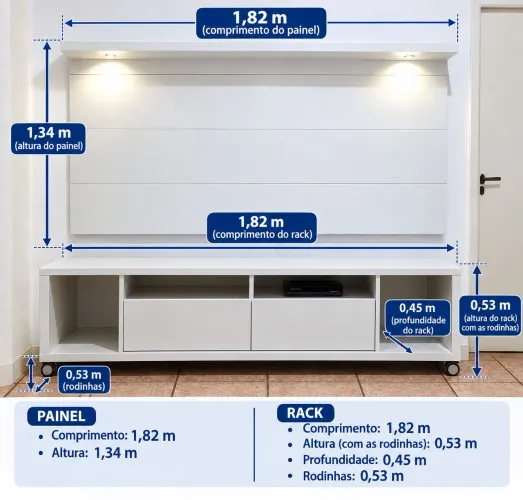 RACK + PAINEL DE TV BRANCO ÓTIMO ESTADO