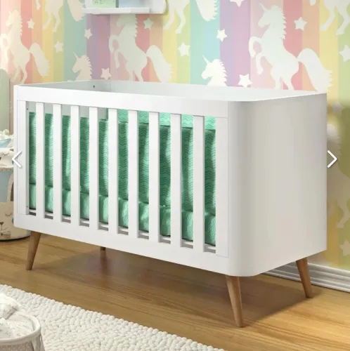 Berço Americano 3 em 1 Evolutivo Curvo Agatha Branco Carolina Baby - NOVO