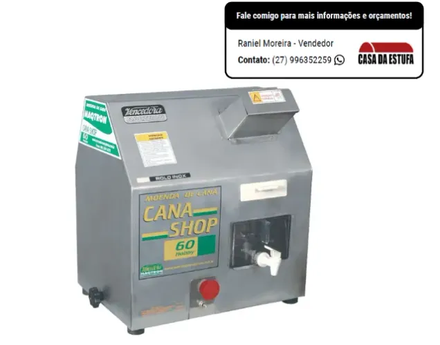 Moendas de Cana Shop 60 Maqtron 1/2 CV Potência | Elétrica Rolo Inox