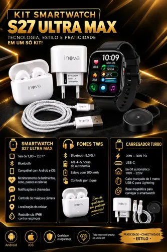 Kit perfeito Smartwatch + fone