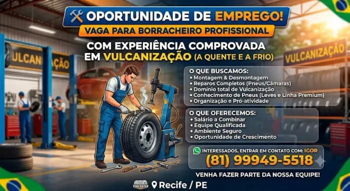 Vaga de Emprego para Borracheiro 