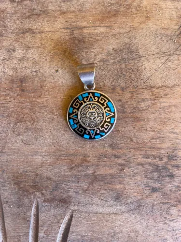 Pingente Azteca Prata 925 Turquesa