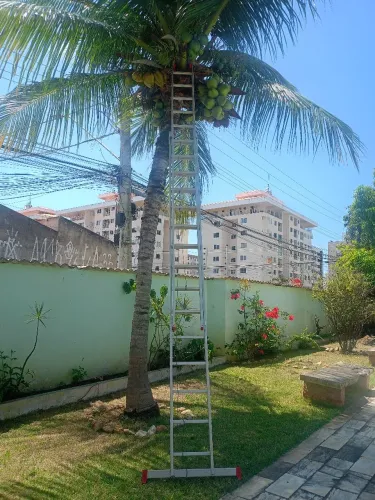 Escada semi nova em Alumínio 30 degraus reforçada.