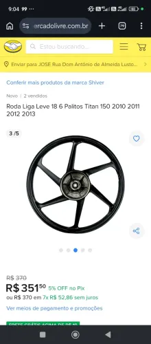 Roda Aro 18 6 palitos Liga Leve Titan, fan.
