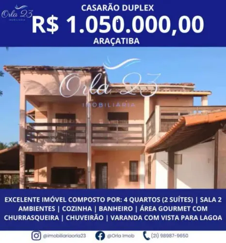 ARAÇATIBA, ORLA 23 IMOBILIÁRIA VENDE! EXCELENTE CASARÃO DUPLEX.