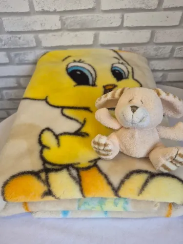 Mantinha / Coberta Infantil Bebê Looney Tunes + pelúcia coelhinho