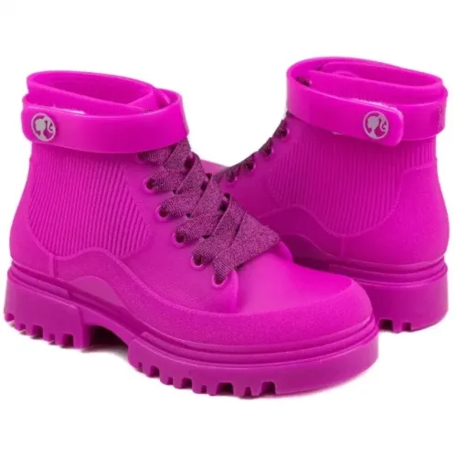 Bota Infantil Feminina Rosa Barbie TAM31/32 Coturno Galocha Impermeável