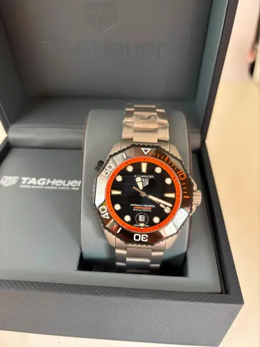 Relógio TAG Aquaracer Premium AAA+ Laranja 43mm Vidro Safira