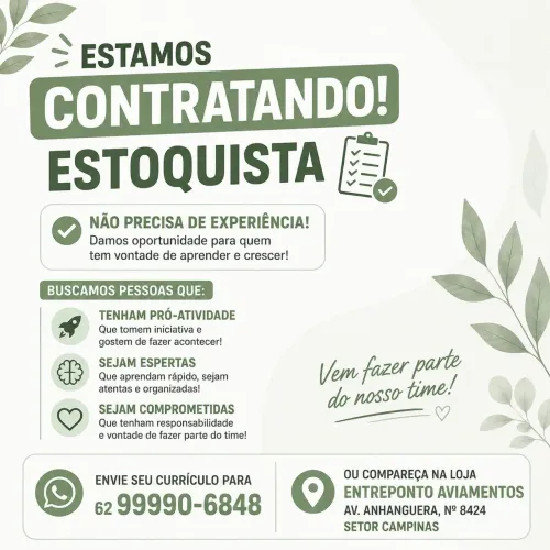 Vaga para Estoquista feminino