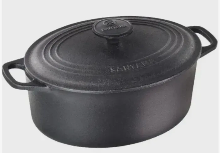 Panela De Ferro Fundido Santana, Caçarola Oval, 4,0 Litros Preto