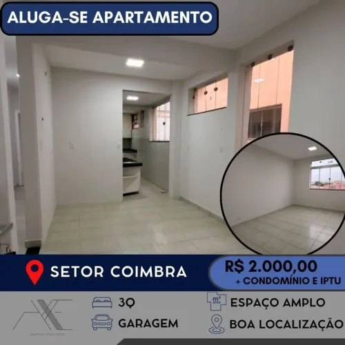 Apartamento de 3 quartos para locação no Setor Coimbra