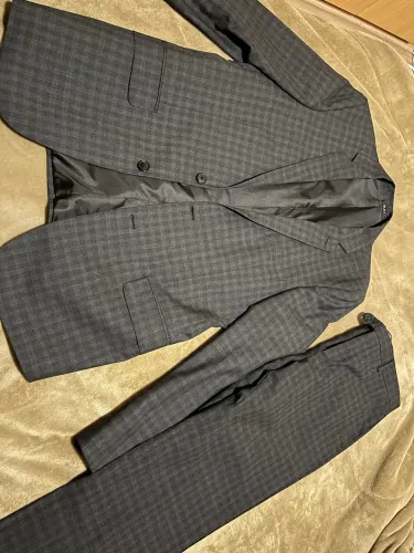 Conjunto Terno + Calça Quadriculado Escuro Lã - Tamanho 48 Médio/M