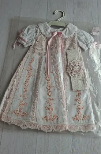 Vestido batizado renascença rosa