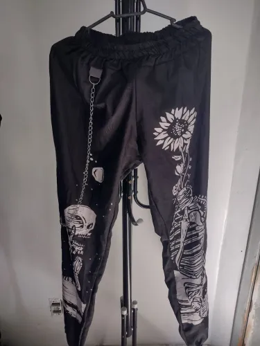 Calça jogger caveira com girassol