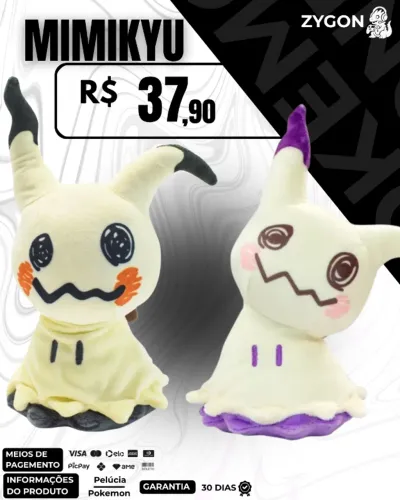 [NOVO] Pelúcia Pokémon Mimikyu 26cm Colecionável - Garantia 30 Dias
