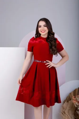 Vestido Rodado Feminino Social Manga Curta Moda Casual