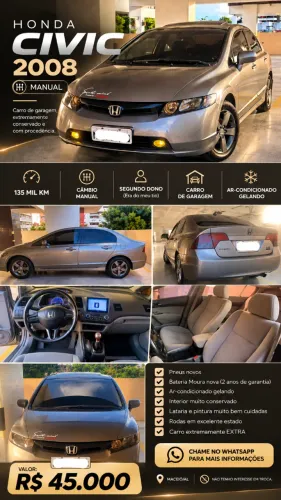 Honda Civic Sedan LXS 1.8/1.8 Flex 16V Mec. 4P 2008