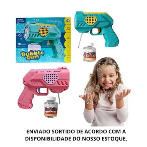 Arminha de Bolhas de Sabão Bubble Gun com Luz + Líquido.