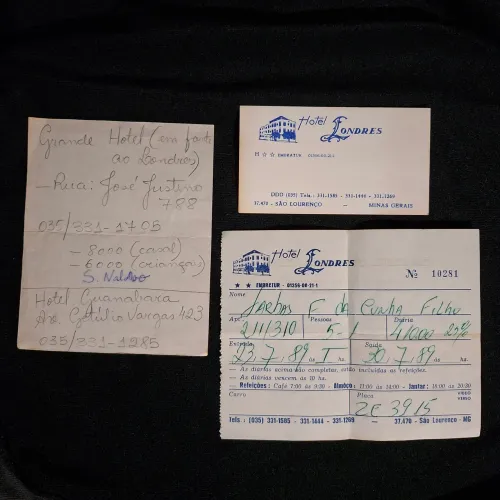 3 Panfletos e Cartas do Hotel Londres Escrita a Mão para Colecionador Vintage