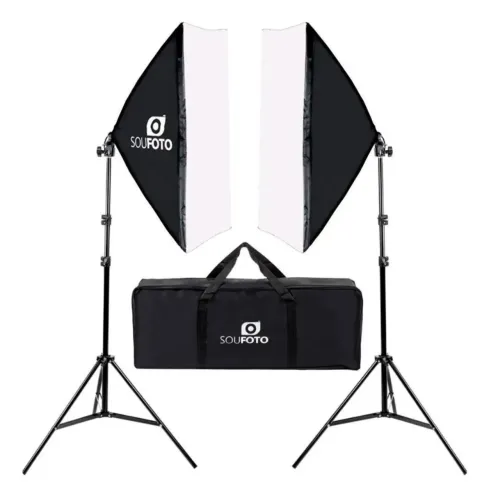 Kit Softbox 50x70cm Duplo Luz Continua Com Bolsa Sou Foto Com Lâmpada 135W 5500K