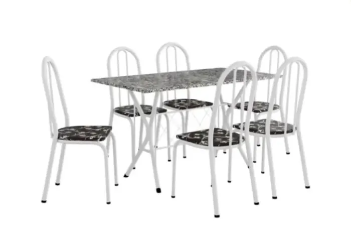 Mesa de Jantar 6 Cadeiras Retangular Branca Artefamol Ravena