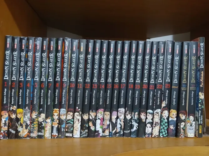 Mangás Demon Slayer 1-23+Gaiden+Fanbook oficial 1 e 2+livro Flor da Felicidade