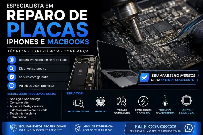 Reparo de placa iPhones e MacBooks 