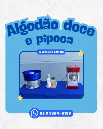 aluguel de algodão doce e pipoca