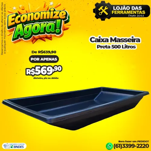 Caixa Masseira Preta 500 Litros Para Construção