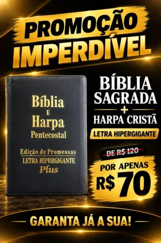 Bíblia letra Hipergigante Masculina com Harpa Crista