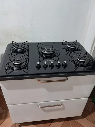 Balcao de aço.e cooktop 5 bocas usado