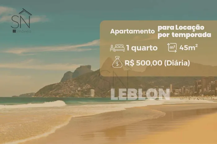 Apartamento com 1 dormitório para alugar, 45 m² por R$ 500,00/dia - Leblon - Rio de Janeir