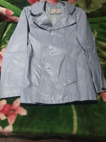 Jaqueta em couro cor azul M