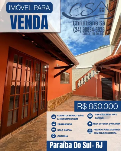 EXCELENTE CASA À VENDA - PARAÍBA DO SUL RJ 