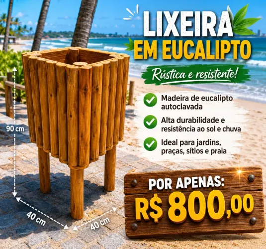 Lixeira de eucalipto tratado