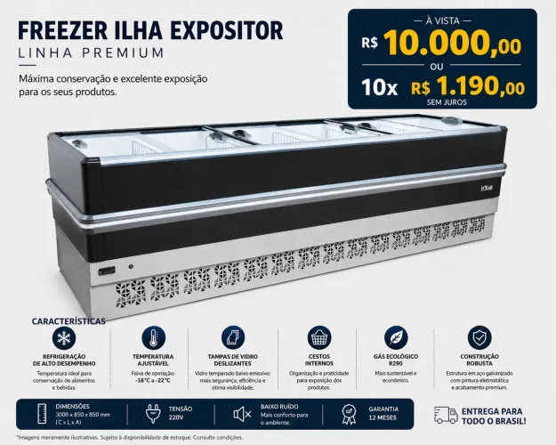 Ilha para congelados 3m promoção