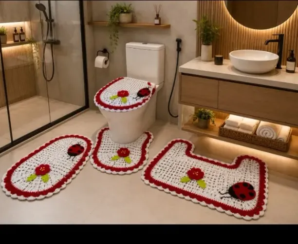 Conjunto de banheiro de crochê