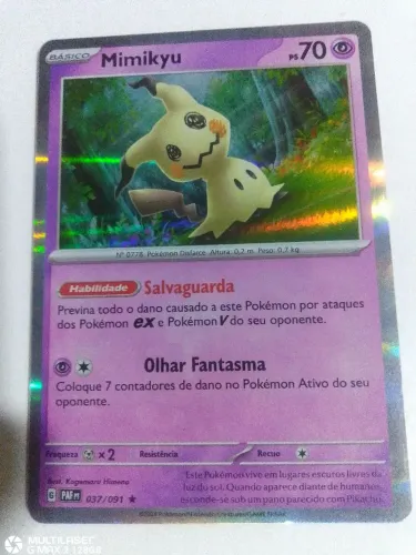 Carta pokémon Mimikyu original bem conservada