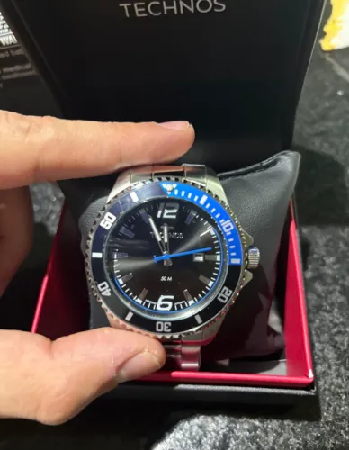 Relogio Technos Masculino Prata E Azul