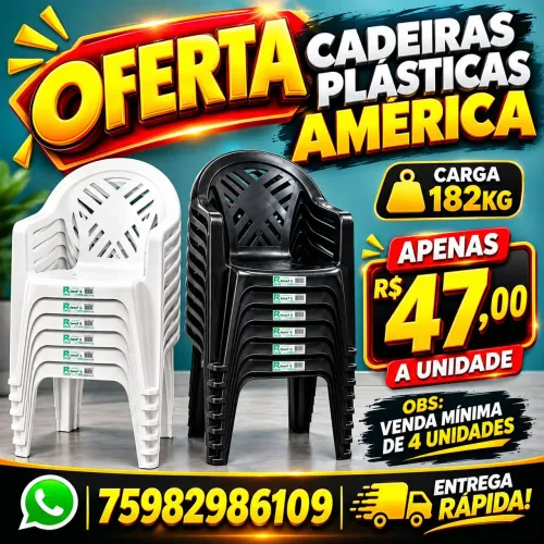 Cadeiras plásticas com apoios de braços - Unidade: