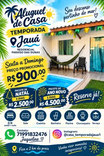 Casa de Temporada com Piscina Privativa e Terraço - 2 Quartos (1 Suíte)